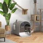 PawHut Closed Cat Litter Box with Filters, Scoop and Tray, PP Structure, 43x44x47cm, Gray - Borgè