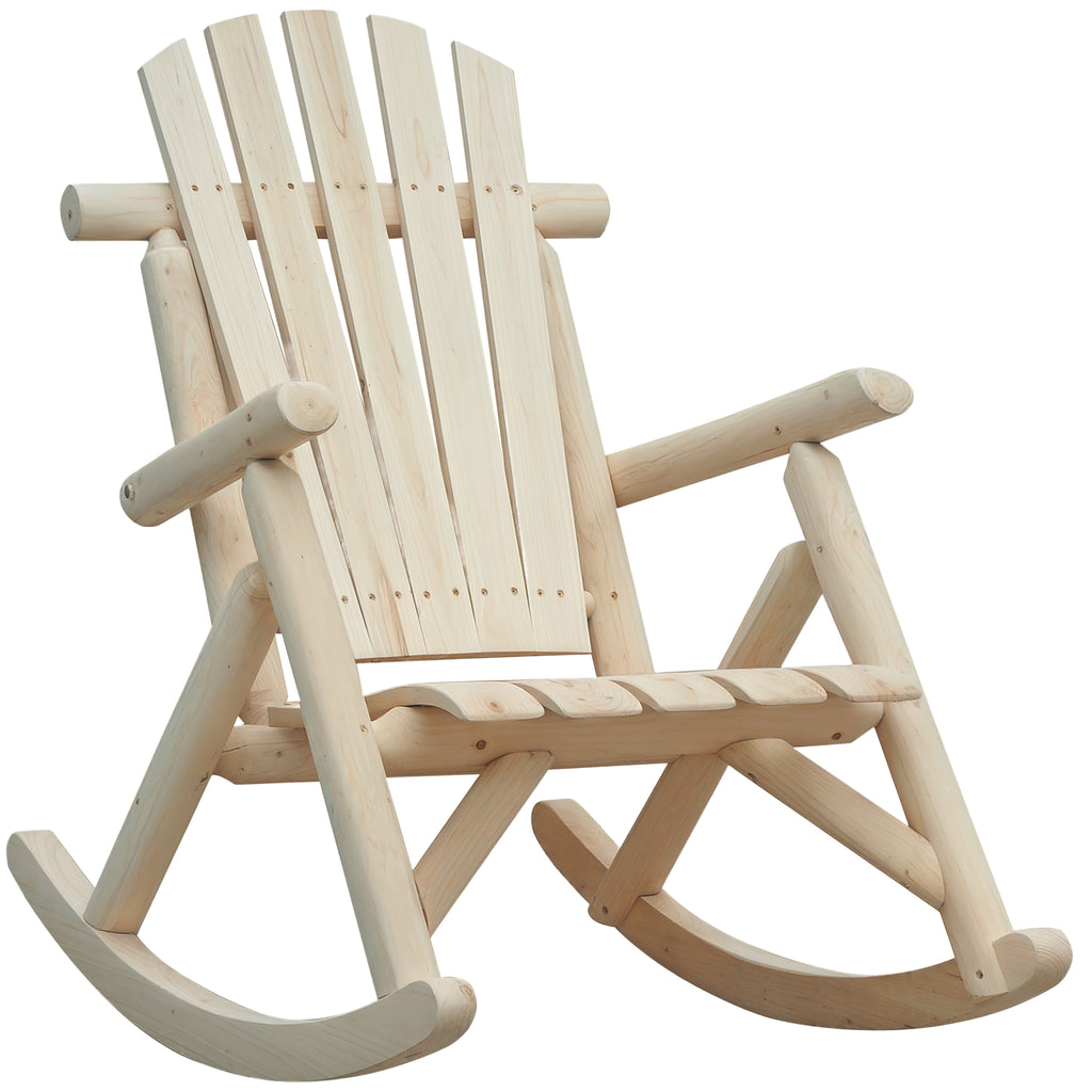 Garden Rocking Chair, Adirondack Style, Fir Wood, Ergonomic Design, Wood Color 96x66x98cm