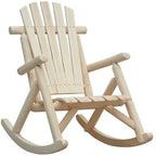 Garden Rocking Chair, Adirondack Style, Fir Wood, Ergonomic Design, Wood Color 96x66x98cm