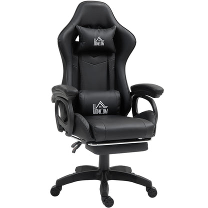 125° Reclining Gaming Chair with Massage in Faux Leather with Footrest, 65x68x120-128 cm, Black