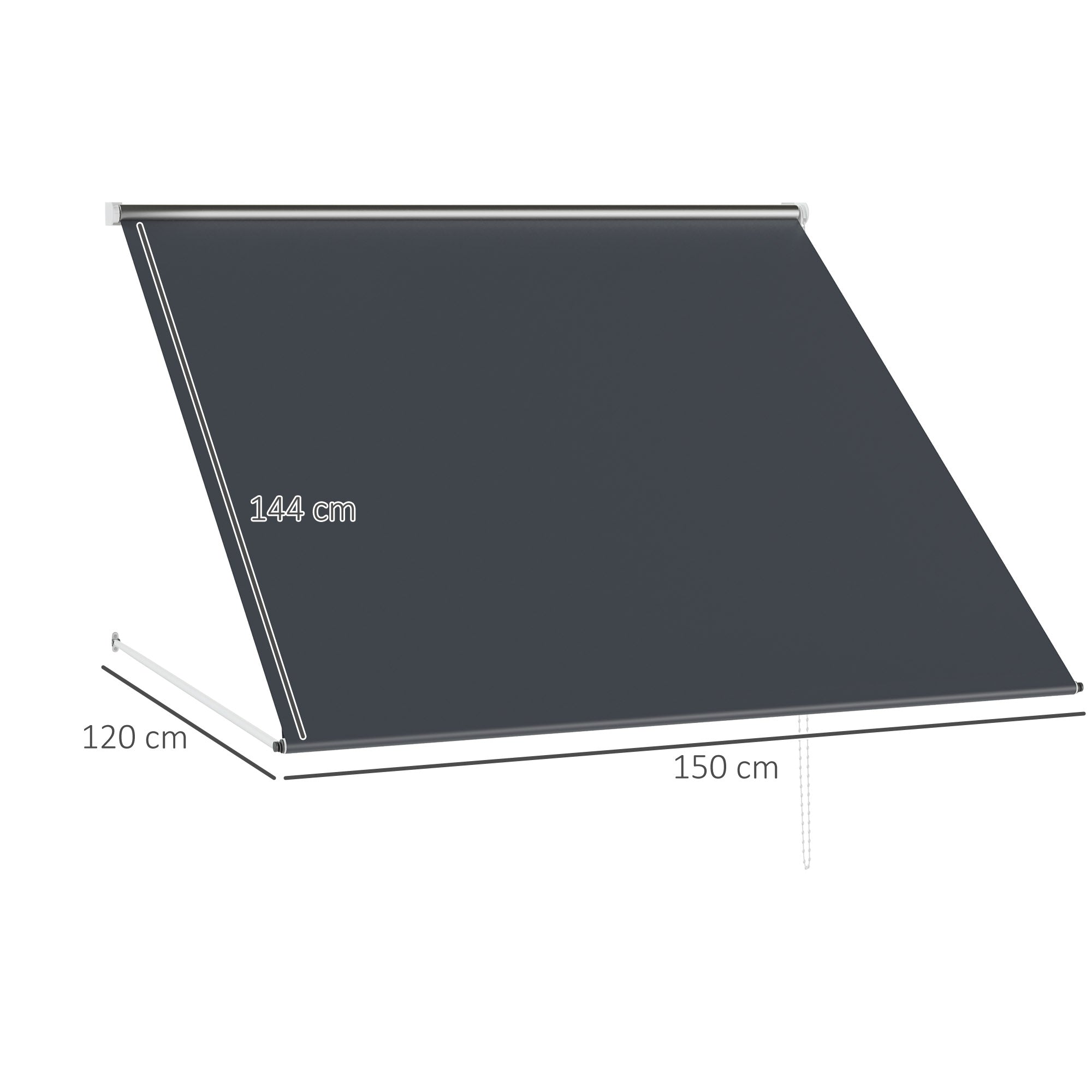 Outsunny Awning with Arms with Manual Opening, Inclination and UV30+ Protection, 150x120 cm, Gray - Borgè