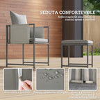 Garden Furniture Set with Dining Table, 4 Outdoor Chairs and 4 Footstools, Grey