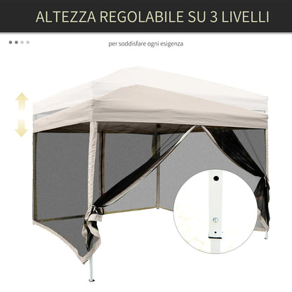 3x3m Garden Gazebo with Mosquito Net, Steel and Oxford Fabric, Khaki