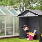 Garden Shed 1.1x2m with Roll-Up Door, Garage Tent for Bikes and Motorcycles, Dark Grey