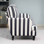 HOMCOM Striped Velvet Wide Seat Lounge Chair with S-Shaped Springs, 115x82x82 cm, Black and White