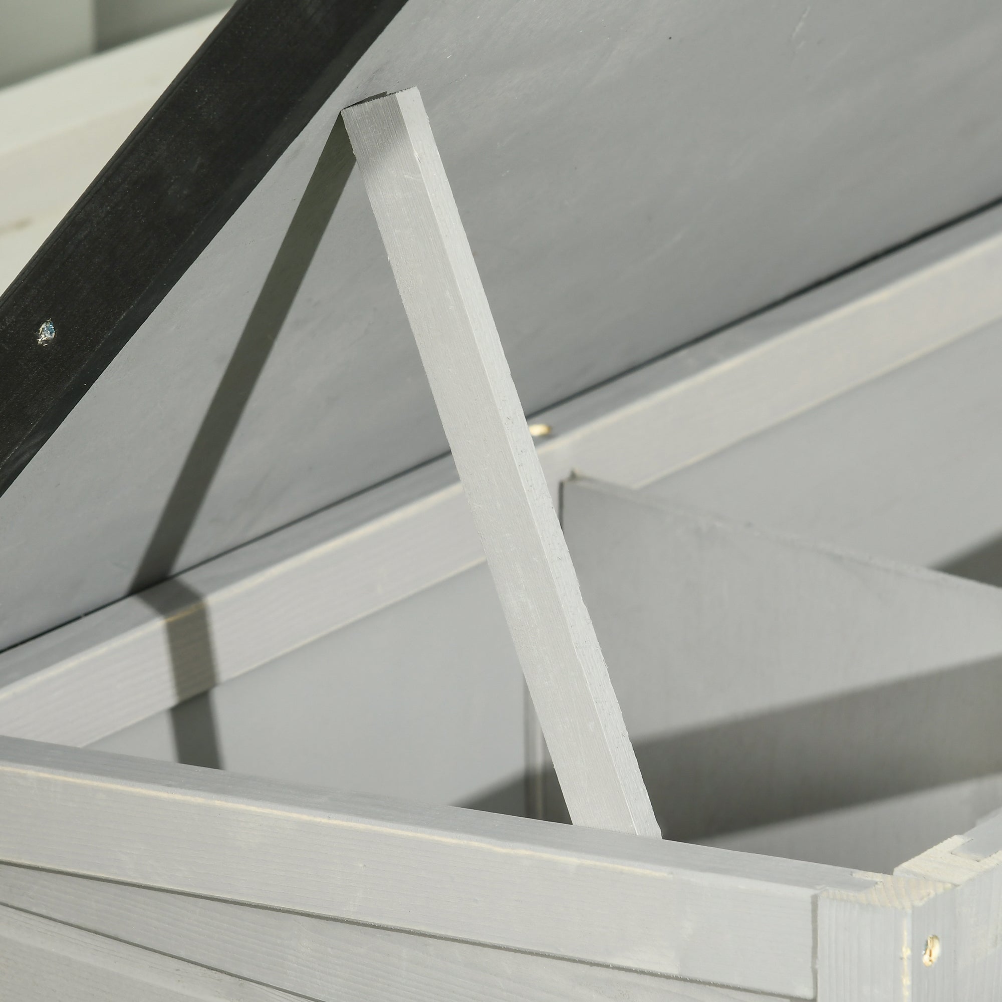 PawHut Outdoor Wooden Raised Hutch with Opening Roof and Removable Tray, 84x43x70cm, Gray - Borgè