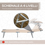 Outsunny Set of 2 Folding Garden Loungers with Adjustable Canopy, Oxford Fabric and Metal, 187x58x36 cm, Brown