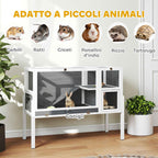 PawHut Raised Indoor Rabbit and Hamster Cage with Removable Tray and Opening Roof, Grey