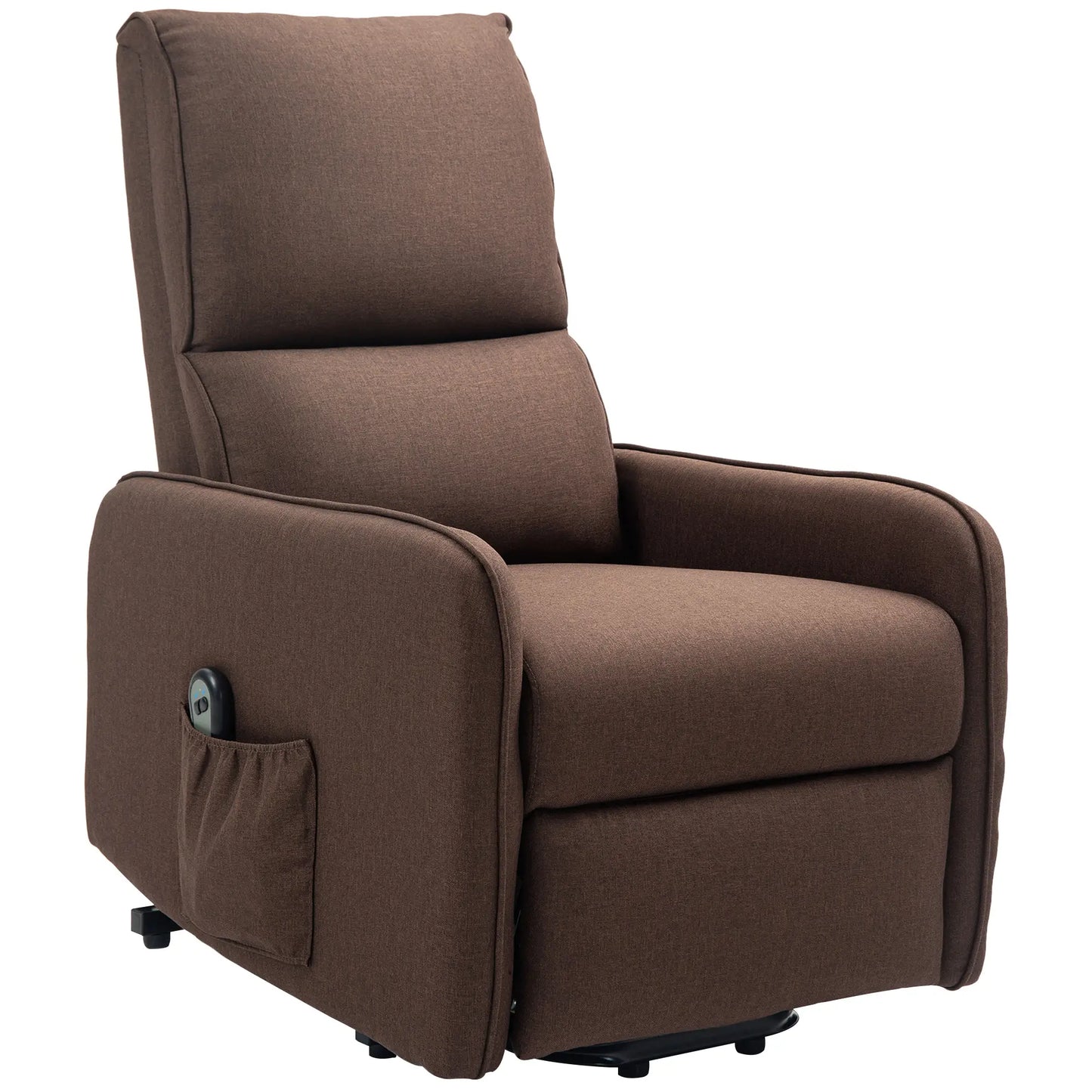 Electric Lift Recliner Chair with Remote Control and Fabric Pocket, Dark Brown