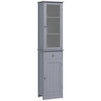 Bathroom Column Cabinet Space Saving with Cabinet, Drawer and MDF Shelves, 40x27x171.5cm, Grey
