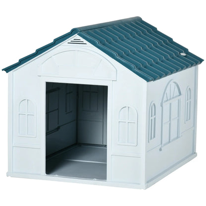 Dog Kennel for Medium and Large Dogs max 30kg in Waterproof PP, 84.2x98.2x82 cm, Blue