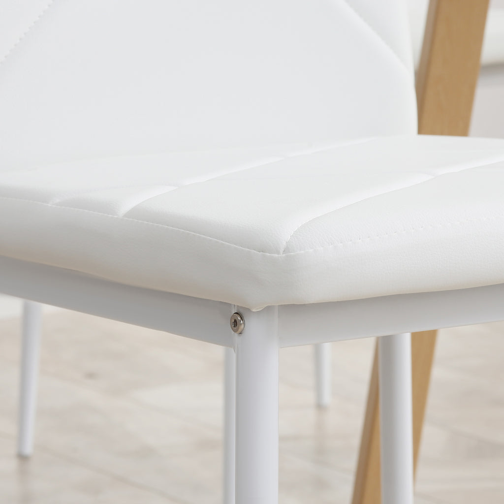 Set of 6 Modern High Back Dining Chairs in Faux Leather and Steel, 41x50x97 cm, White