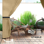 Garden Gazebo 3.4x3.4m with Walls, UV Protection and 2-Tier Roof, Beige