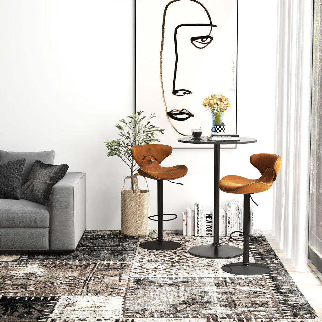 Homcom tall table from modern round bar with steel base and mdf top, Ø70x102cm, black - Borgè