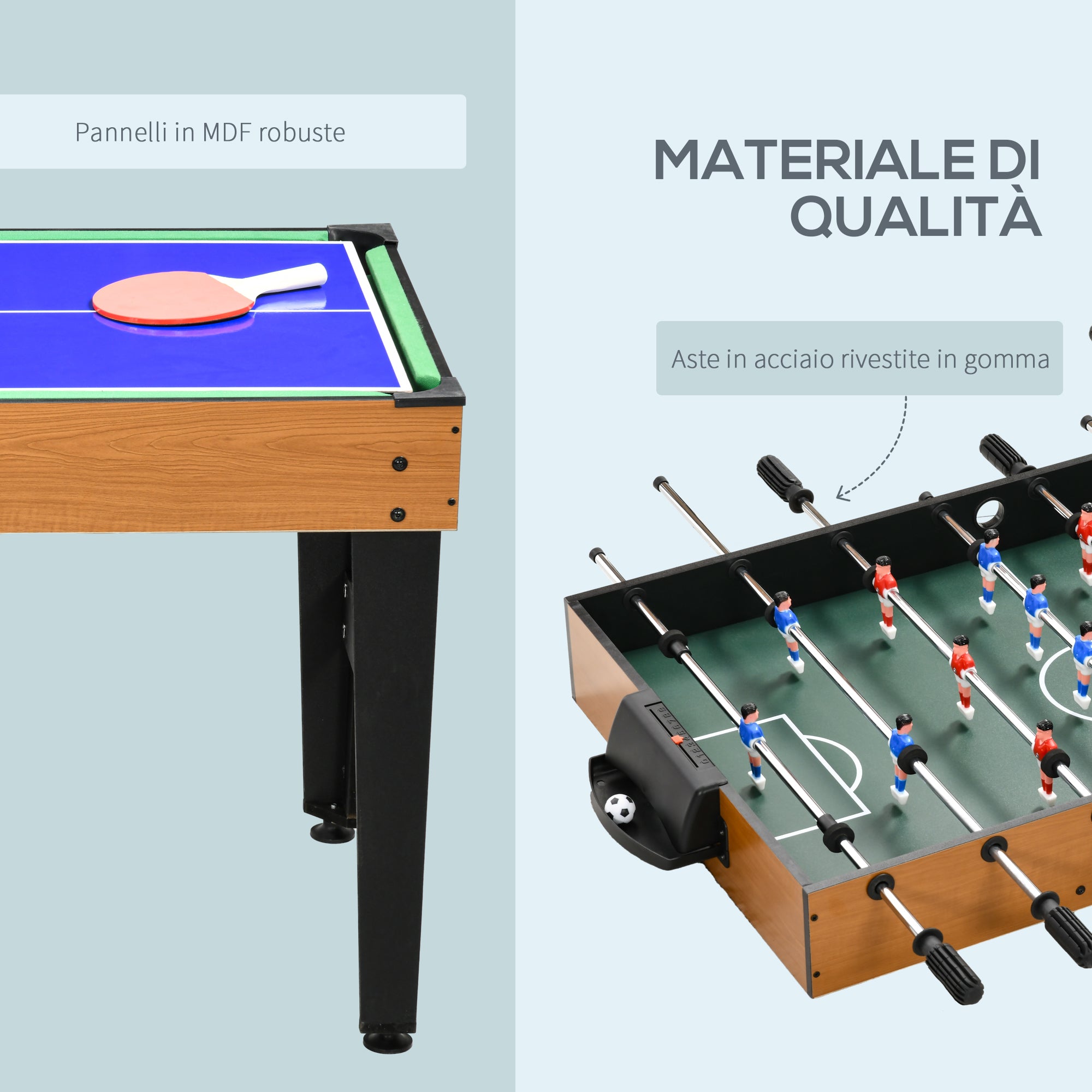 Multigame 4 in 1 Table with Table Football, Billiards, Ping Pong and Table Hockey, 107x61x84.5cm - Borgè