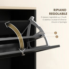 Space-saving 3-drawer shoe rack with adjustable shelves on 2 levels, in wood, 60x23.5x115 cm, Black