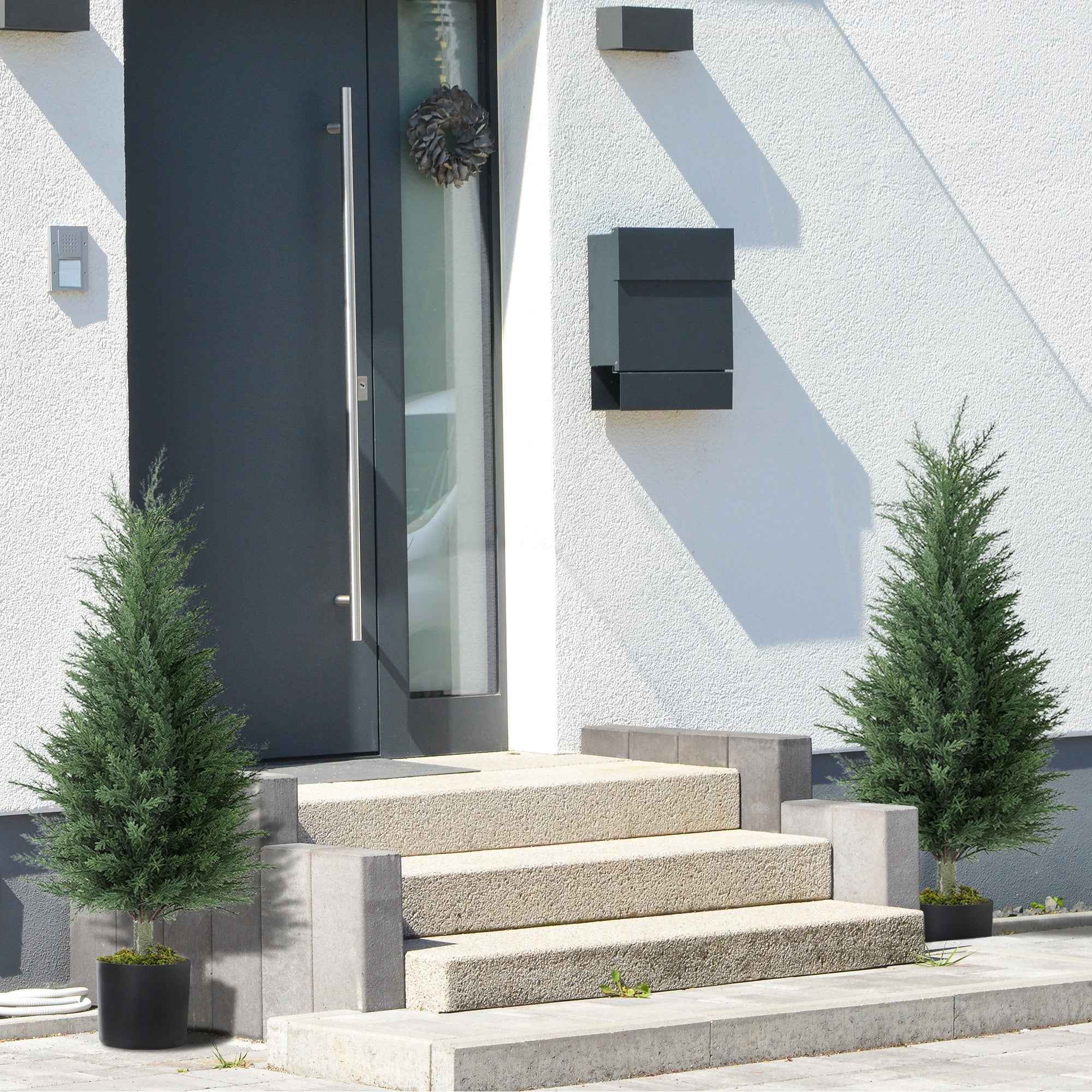 Outsunny Set of 2 Artificial Cypress Trees, UV-Resistant, Ø40x90 cm, Green