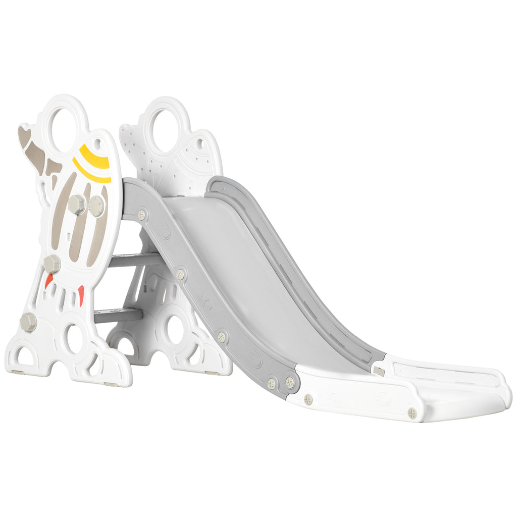 Children's Slide 18-36 Months in PE and PP with Space Theme with Non-Slip Stairs, 157x46.5x80 cm, Grey and White