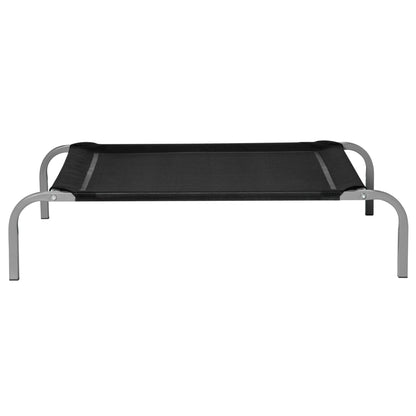 PawHut Raised Dog Bed with Breathable Seat, in Metal and Fabric, 90x65x20 cm, Black and Silver - Borgè