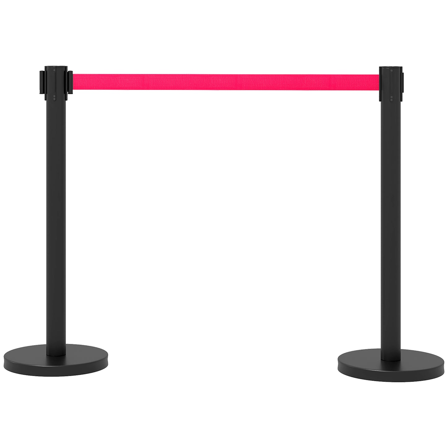 Retractable bollards, Set of 2 Path Marker Poles with 2m Extendable Tape, Ø32x90cm, Black and Red