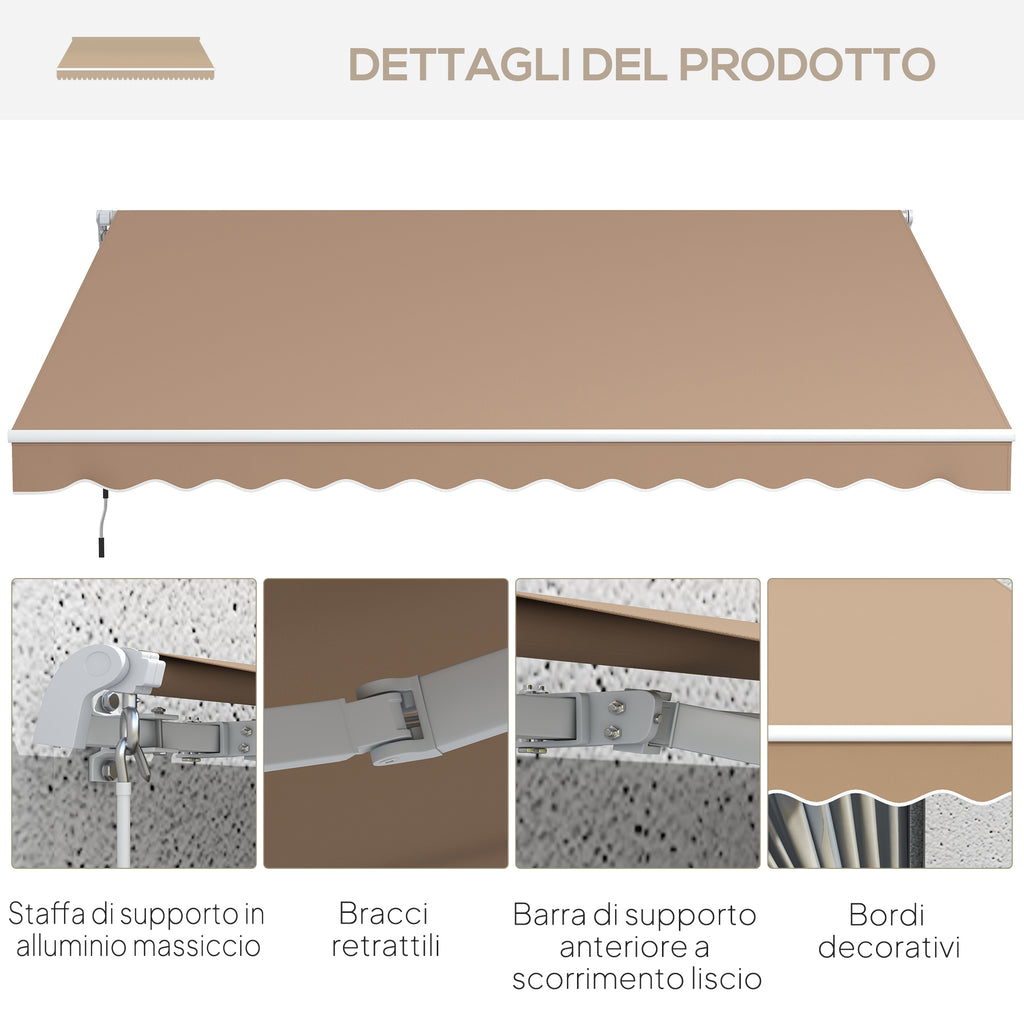 Outsunny Outdoor Awning with Crank Arms, 350x250 cm, Brown