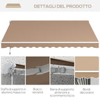Outsunny Outdoor Awning with Crank Arms, 350x250 cm, Brown