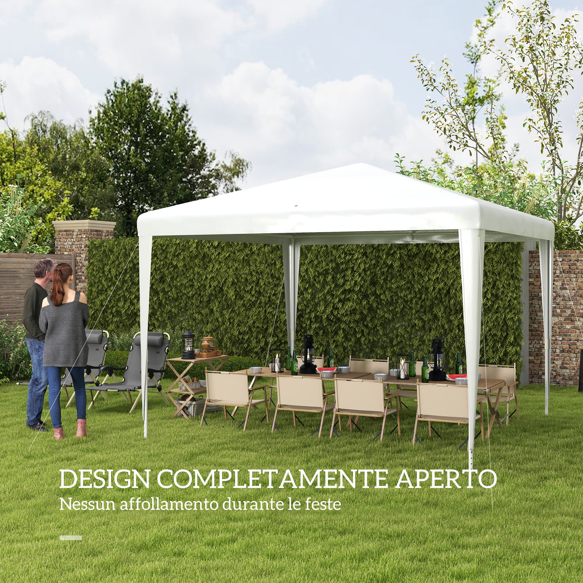Garden Gazebo 3x3 m Foldable and Portable with Anti-UV Cover, White
