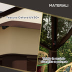 Outsunny Gazebo 3x3 adjustable on 3 levels with removable walls, in steel and Oxford fabric, coffee color and beige - Borgè