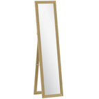 HOMCOM Vertical Wall or Floor Mirror with MDF Frame, 37x40x155 cm, Oak and Transparent