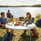 Outsunny Round Folding Camping Table in Metal and HDPE, 120x120x74 cm, White