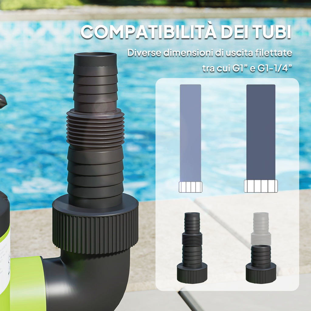 Outsunny 400W Dirty/Clean Water Pump, 9,000L/h, Submersible Dirty Water Pump 7m Max Depth, Handles Particles up to 15mm, Float Switch, Green