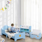 Toy Cabinet with 9 Removable Baskets in MDF and Fabric, 63x30x60cm, Blue