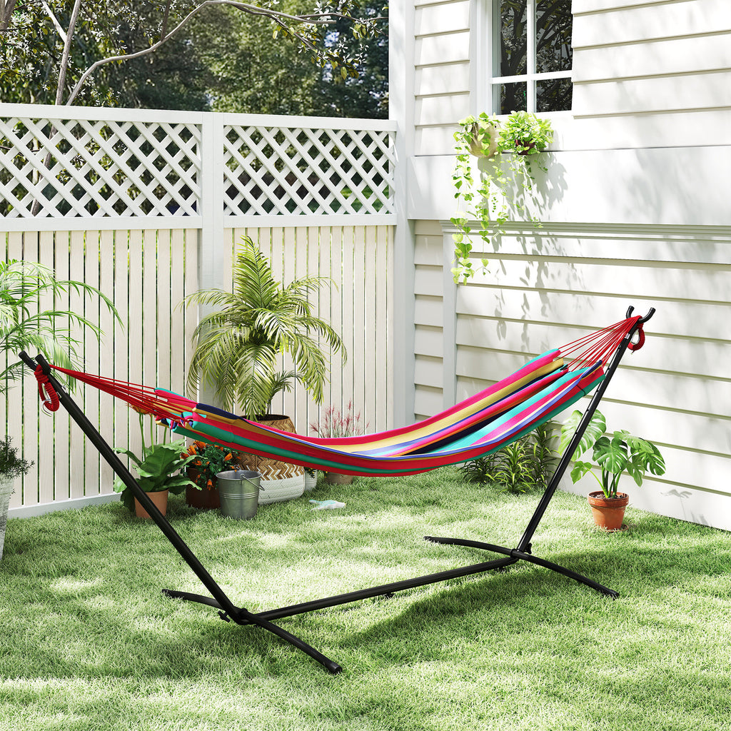 Outsunny Freestanding Hammock with Stand, Adjustable Height and Carry Bag, 310x117x105 cm, Red