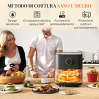 8L Air Fryer, 1700W Air Fryer with 8 Programs and 360° Hot Air Circulation, LED Display, Black