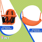 2-in-1 Garden Swing for Babies and Children from 6 Months to 8 Years, Orange and Blue