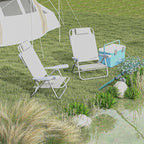 Set of 2 Folding and Reclining Camping Chairs on 6 Levels, in Aluminum and Foam, 62x65x80 cm, Light Gray