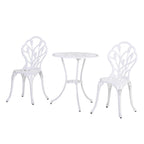 3-Piece Garden Set in Aluminum with 2 Chairs 42.5x47.5x89 cm and Round Table Ø60x67 cm, White - Borgè