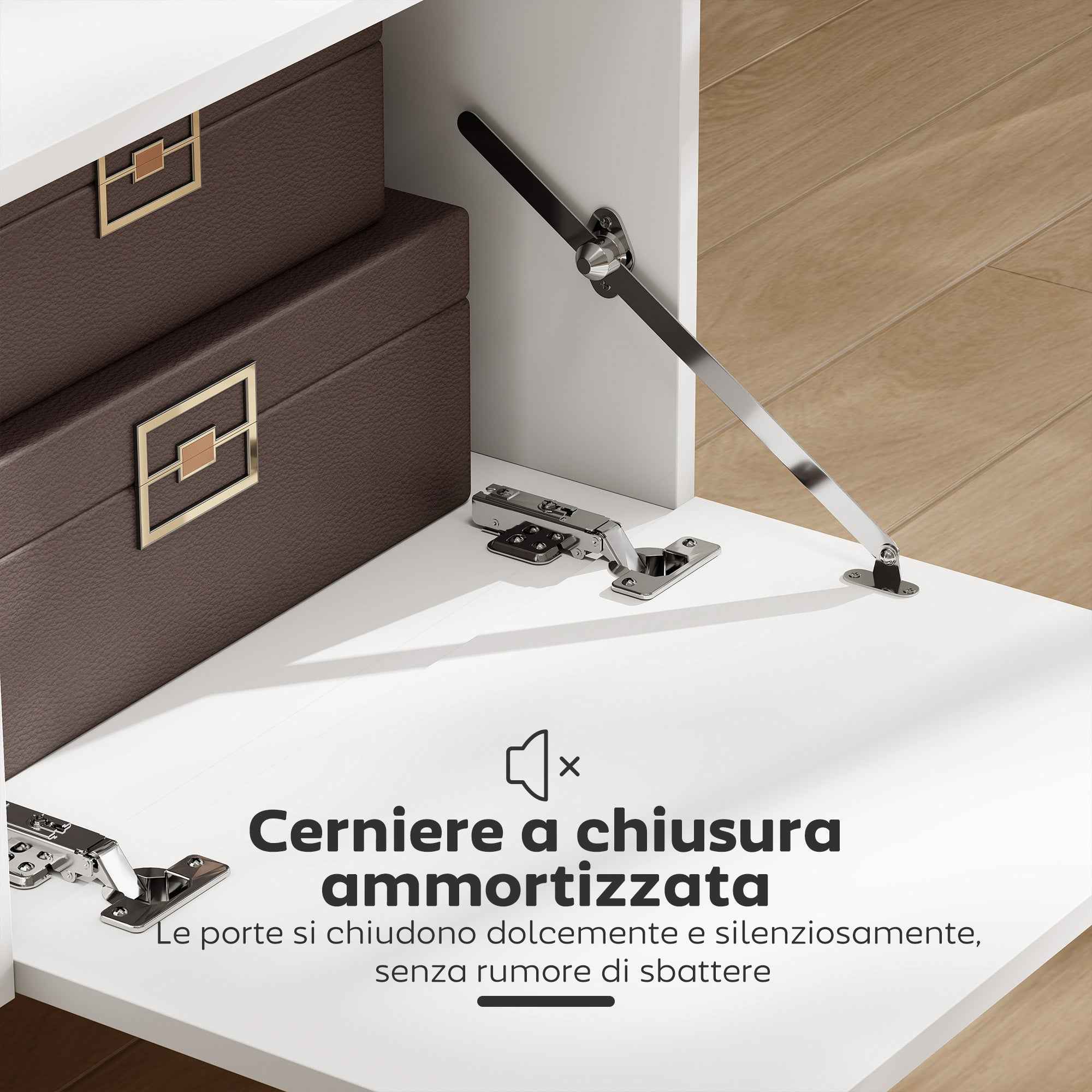 HOMCOM 70" Max TV Stand with 2 Drop-Door Doors, Drawer and Open Shelf, Wooden, 150x35x45 cm, White and Wood Color