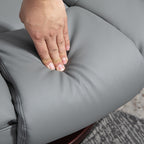 Reclining Footstool Chair with Headrest and Armrests, PU Leather and Steel, 85x82x106 cm, Grey
