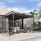 Outsunny Pergola Gazebo Outdoor 3x2.1 m with Retractable Metal and Polyester Canopy, Black