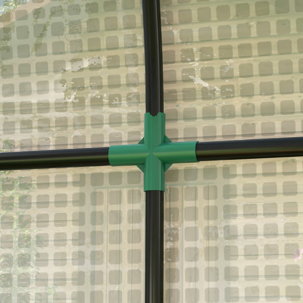 2m² Garden Greenhouse, 2 Roller Doors, 140g/m² Anti-UV PE Cover, 2x1x1.78m, White