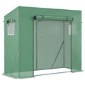 Outsunny PE and Steel Garden Greenhouse with 4 Stakes, 2 Windows and Reinforced Cover, 200x77x148-169cm