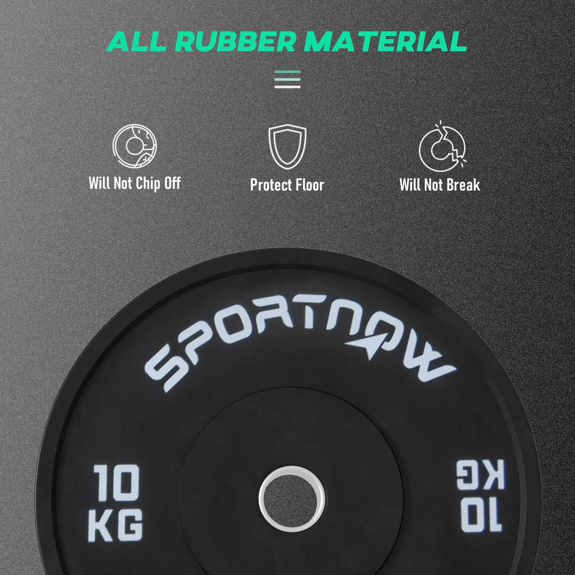 SportNow Set of 2 10kg gym discs for barbell and dumbbells with Ø5cm, black attack - Borgè