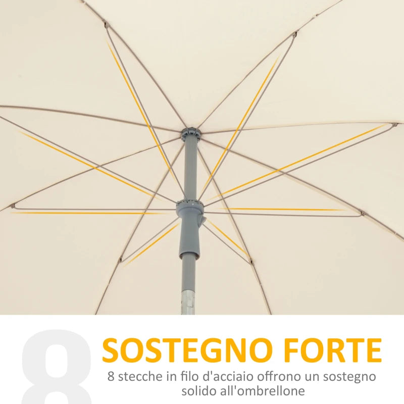 2x2.3m Portable Outdoor Umbrella with Tilting Canopy, Metal and Polyester, Cream - Borge' Group Limited