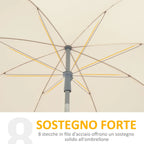 2x2.3m Portable Outdoor Umbrella with Tilting Canopy, Metal and Polyester, Cream - Borge' Group Limited