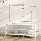 Corner TV Stand for 47" Max with 2 Open Shelves, Wooden, 110x36x45 cm, White
