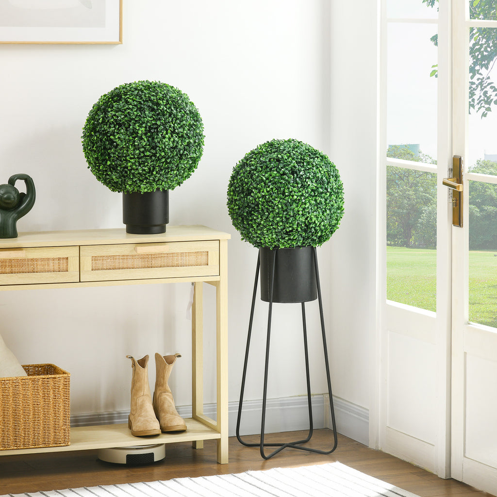 Set of 2 Artificial Boxwood Sphere Plants Ø40cm, Indoor and Outdoor Decoration, Green