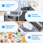 Ice Maker, 20kg in 24 Hours, 24 Cubes in 14-18 Minutes, Self-Cleaning System, Black