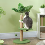 Cat Tree with Scratching Post, Platforms and Balls, Plush and Chipboard, Ø40x83 cm, Green