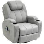 Massage Recliner Chair with Footrest and Remote Control, PU Leather, 89x99x106 cm, Grey